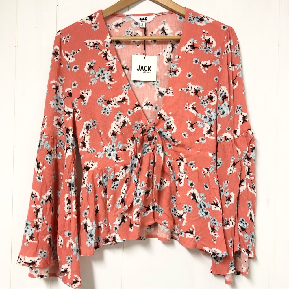 Jack by BB Dakota Floral Bell Sleeve Blouse NWT